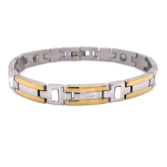 ladies-charm-pearl-bracelets-Stainless Steel And Gold PVD Coated Magnetic Bracelet / MBL021