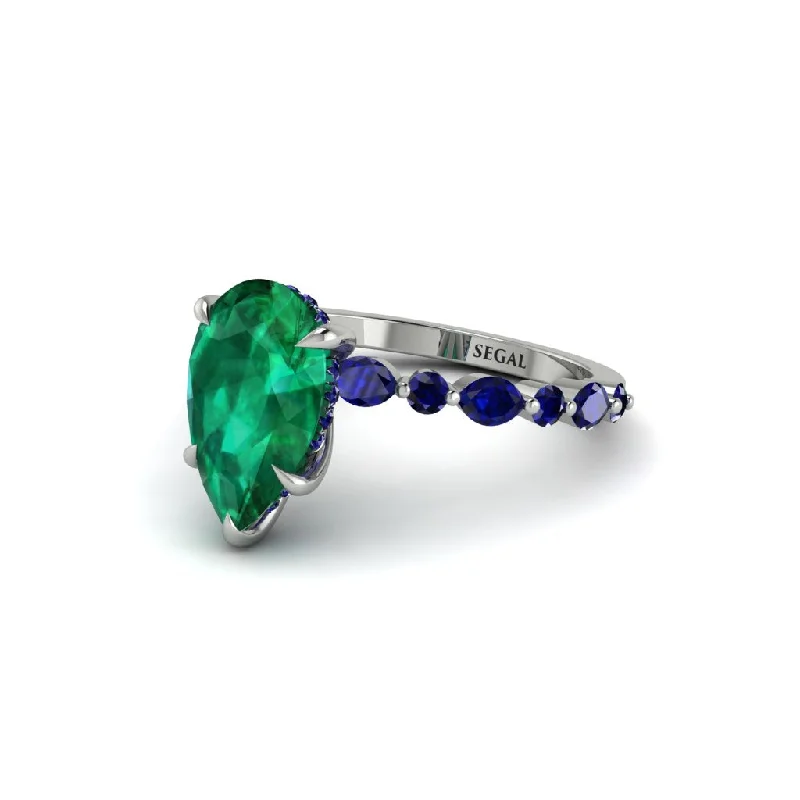 Ladies engagement rings for mentor love -Pear-Cut Emerald Halo Engagement Ring - Nylah No. 66