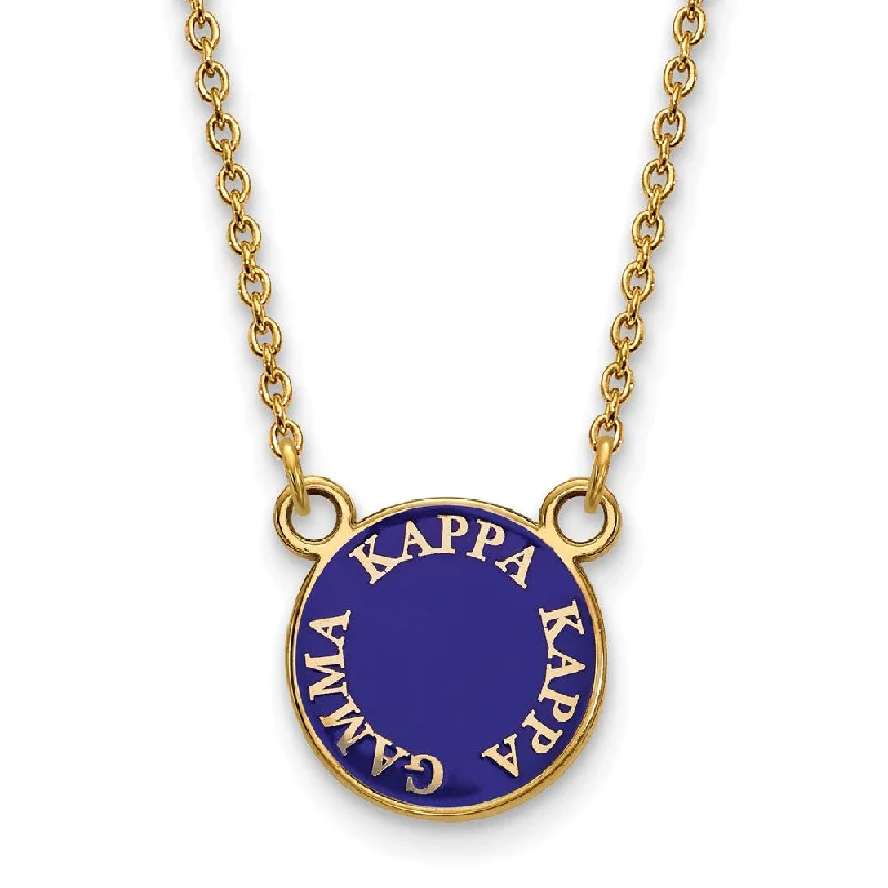 ladies-artisan-silver-necklaces-14K Plated Silver Kappa Kappa Gamma Small Enamel Disc Necklace