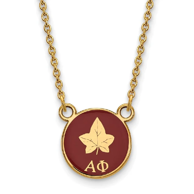 ladies-unique-rose-gold-necklaces-14K Plated Silver Alpha Phi Small Enamel Logo Necklace