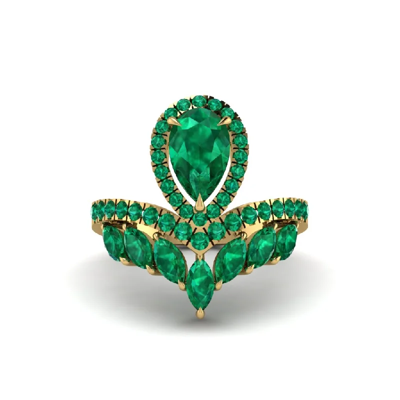 Ladies engagement rings artistic brilliance -Emerald Crown Radiance Engagement Ring - Aviana No. 19