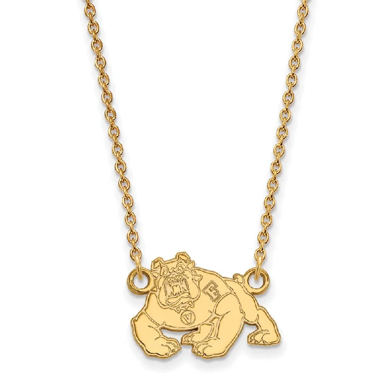 ladies-modern-gold-necklaces-14k Gold Plated Silver Cal State Fresno Small Pendant Necklace