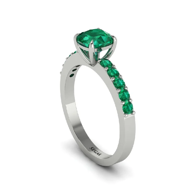 Ladies engagement rings for healer unions -Cushion-Cut Emerald Classic Elegance Engagement Ring - Demi No. 21