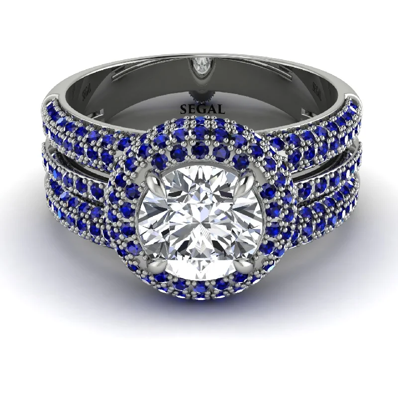 Ladies engagement rings for chic proposals -Diamond Halo Luxury Pave Engagement Ring - Sierra No. 63