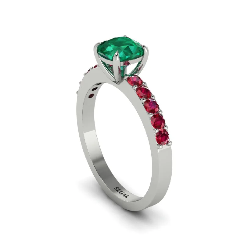 Ladies engagement rings for nomad love -Cushion-Cut Emerald Classic Elegance Engagement Ring - Demi No. 51