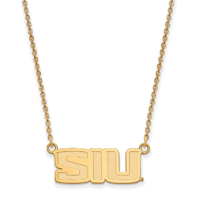 ladies-silver-pendant-necklaces-14k Gold Plated Silver Southern Illinois U Small Pendant Necklace