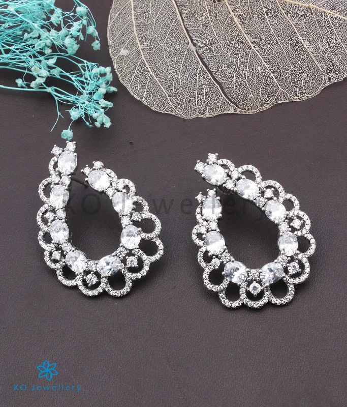 Ladies earrings with black moonstone -The Ariana Silver Earrings