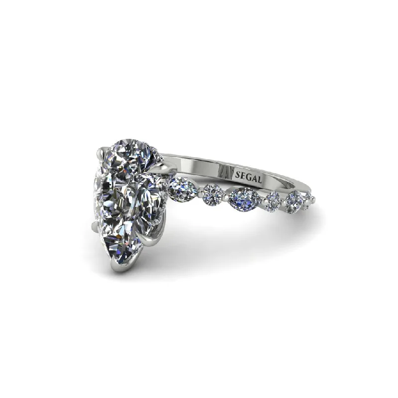 Ladies engagement rings for dance lovers -Pear-Cut Diamond Halo Engagement Ring - Nylah No. 3