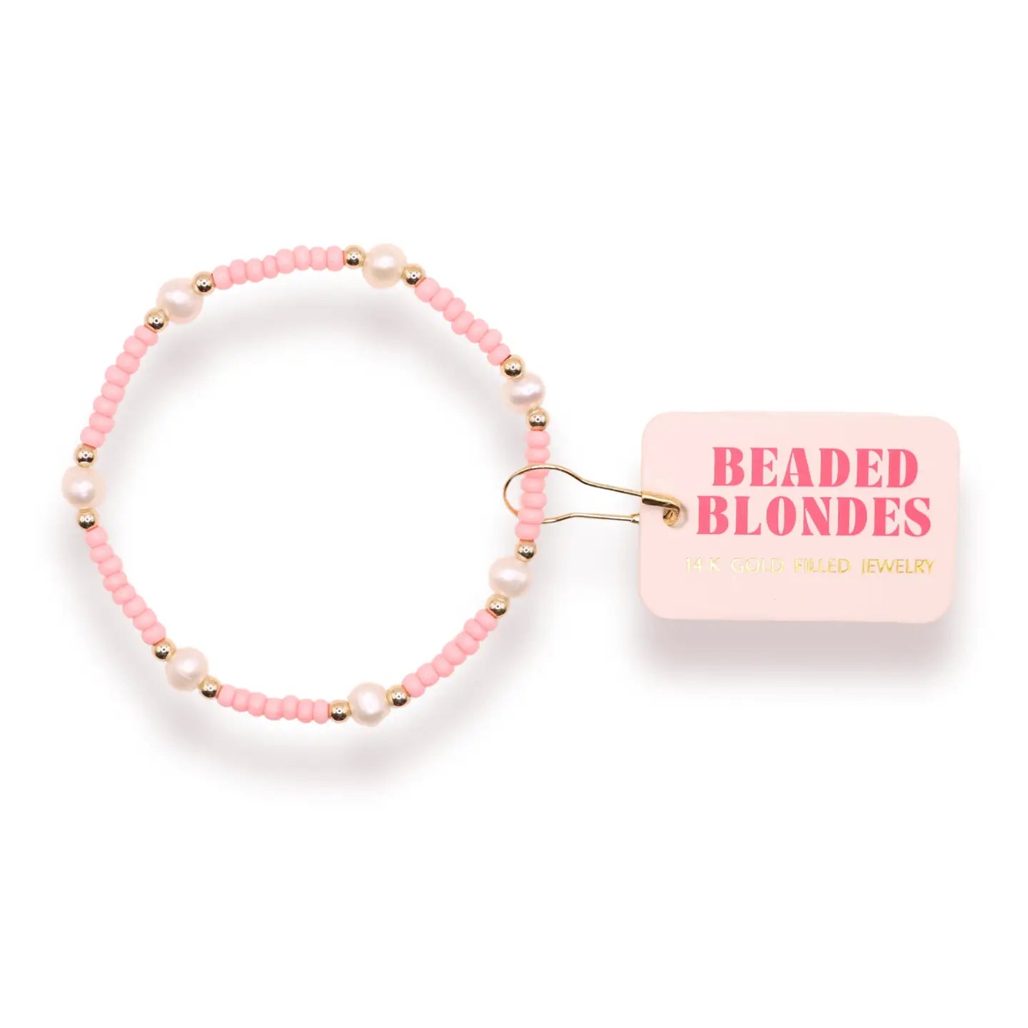 ladies-custom-gold-bracelets-Pastel Pink Pearl Bracelet