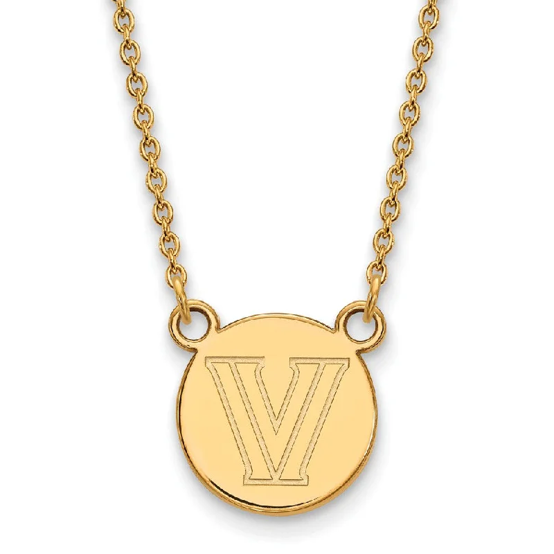 ladies-modern-diamond-necklaces-14k Gold Plated Silver Villanova U Small Disc Necklace