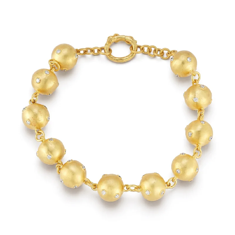 ladies-elegant-gold-bracelets-Diamond Ball Bracelet