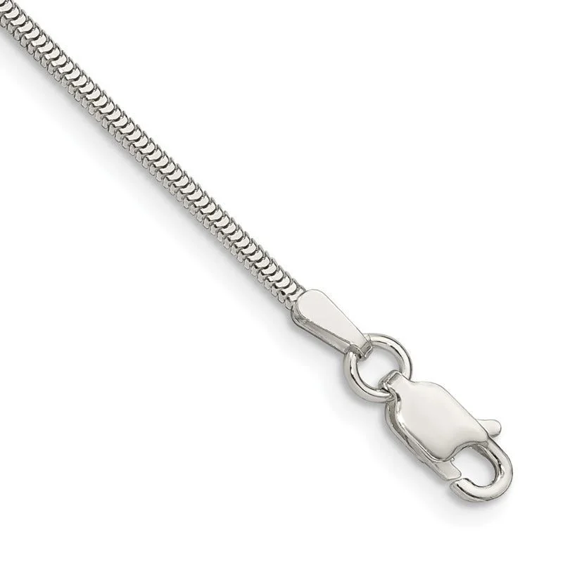 ladies-heart-link-bracelets-Sterling Silver 1.5mm Diamond-cut Flat Snake Chain Bracelet