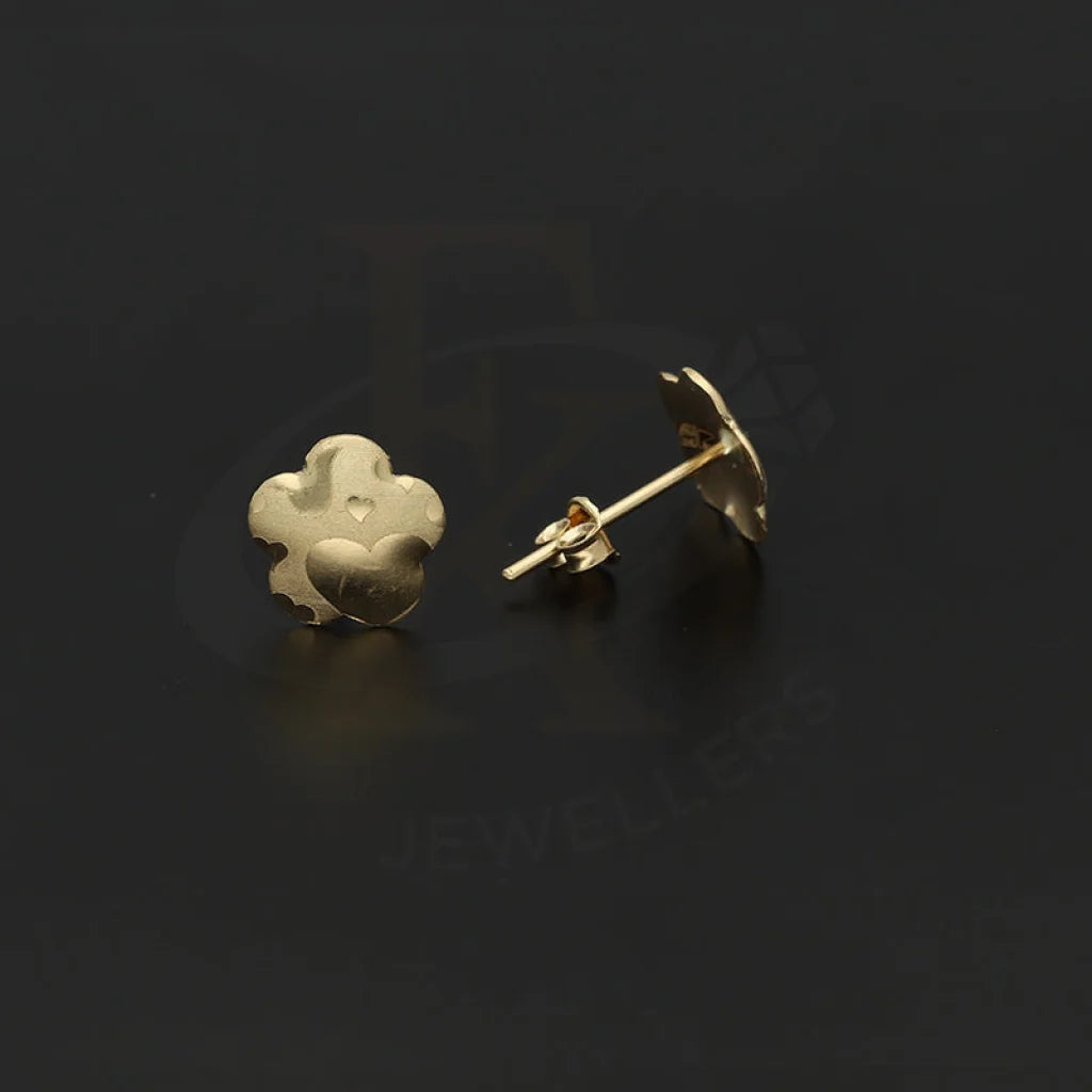 Ladies earrings slim hoops -Gold Flower Shaped Stud Earrings 18KT - FKJERN18K5118