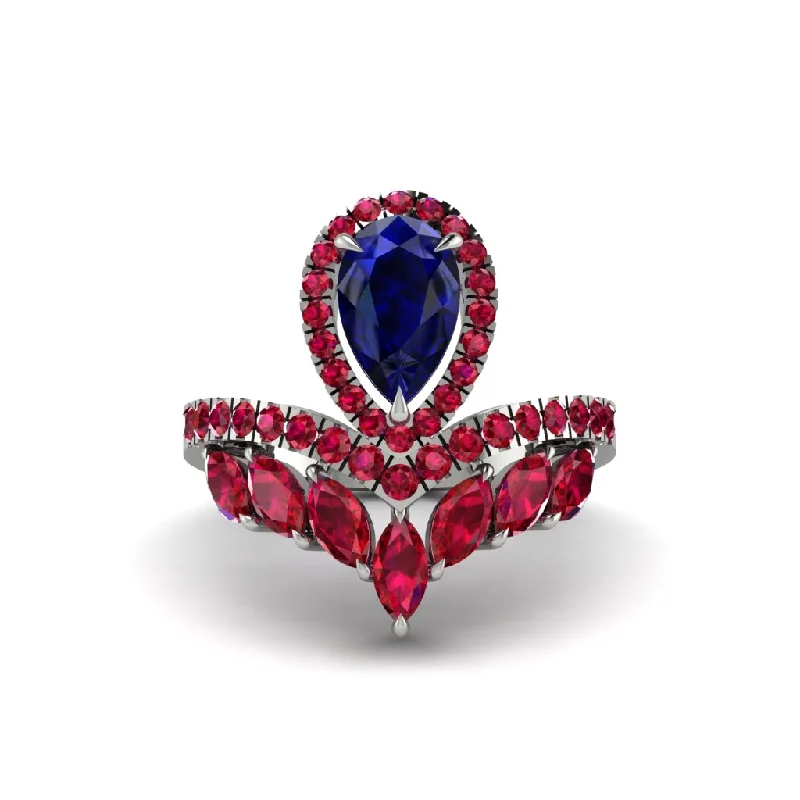 Ladies engagement rings for theatrical vows -Sapphire Crown Radiance Engagement Ring - Aviana No. 60