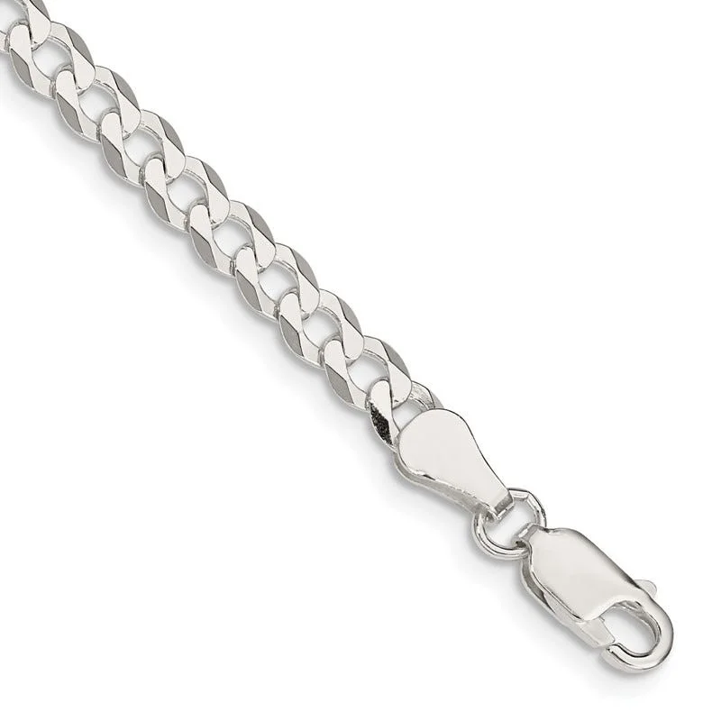 ladies-infinity-gold-bracelets-Sterling Silver 4.5mm Flat Curb Chain Bracelet