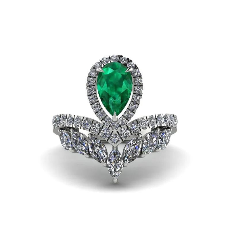 Ladies engagement rings for poetic love -Emerald Crown Radiance Engagement Ring - Aviana No. 6