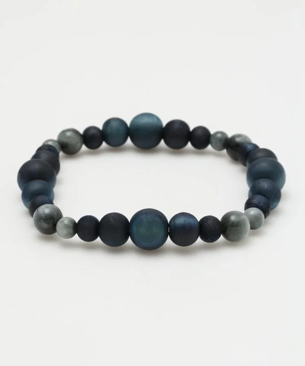 ladies-artisan-diamond-bracelets-AIZOME Indigo Dyed Cypress x Gray Tiger Eye Bracelet