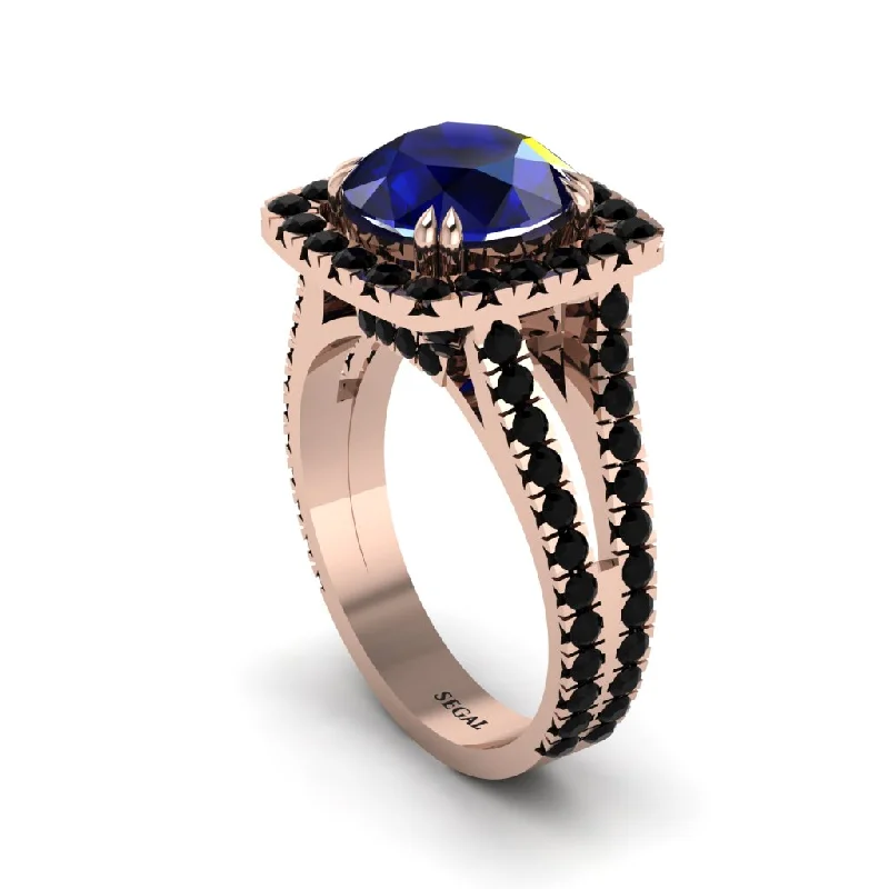 Ladies engagement rings with zodiac cuts -Sapphire Pave Split Shank Engagement Ring - Averie No. 44