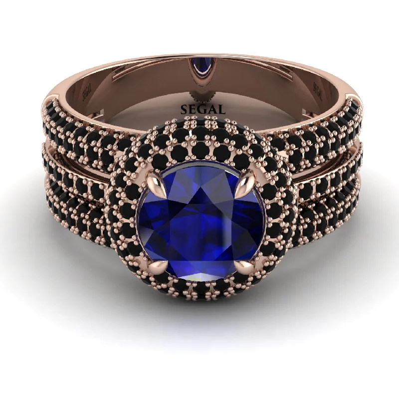 Ladies engagement rings with orbit accents -Sapphire Halo Luxury Pave Engagement Ring - Sierra No. 44