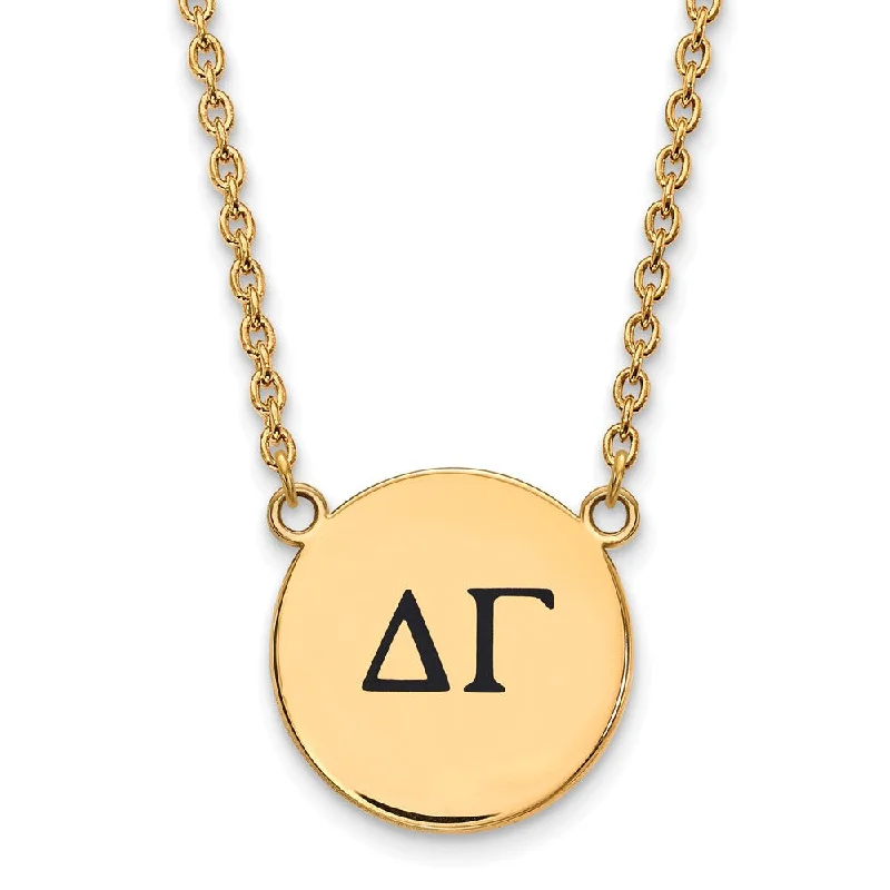 ladies-cross-gold-necklaces-14K Plated Silver Delta Gamma Large Enamel Greek Letters Necklace