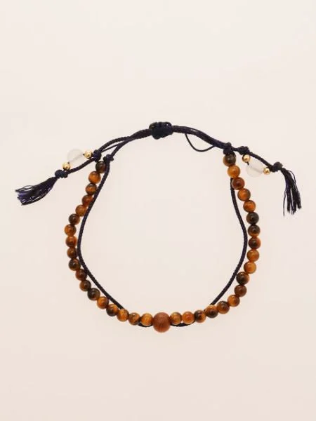 ladies-delicate-gold-bracelets-Silk String KUMIHIMO Braid Bracelet Tiger Eye φ4