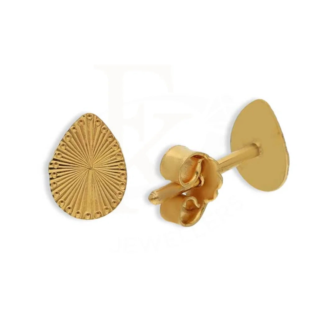 Ladies earrings luminous shine -Gold Pear Shaped Stud Earrings 21KT - FKJERN21K3078