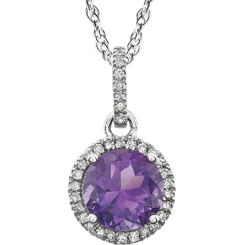 ladies-heart-layered-necklaces-14k White Gold Gemstone & 1/10 CTW Diamond Necklace, 18 Inch