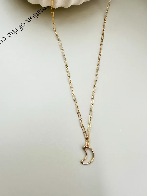 ladies-handmade-rose-gold-necklaces-Velani Jewelry Lunar Paperclip Necklace with Pendant