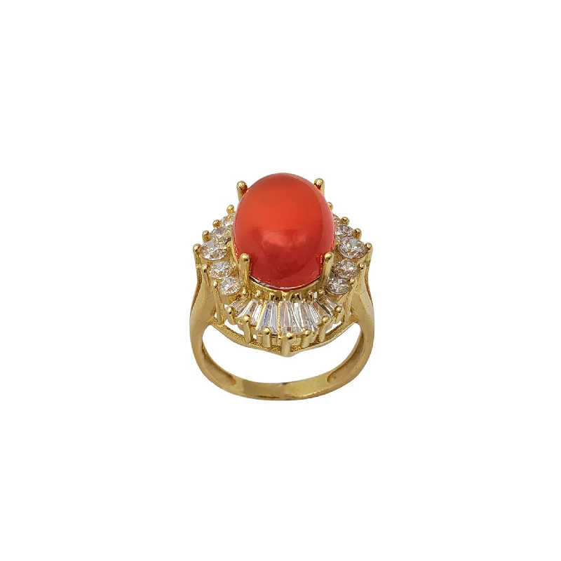 Ladies engagement rings with knot motifs -Zirconia & Carnelian Engagement Ring (14K)