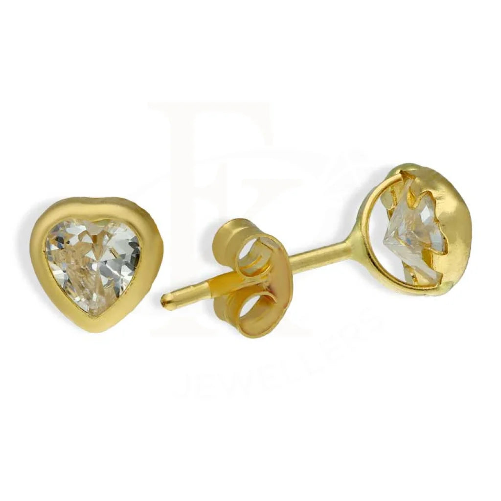 Ladies earrings for dinner vibes -Gold Heart Shaped Solitaire Stud Earrings 18KT - FKJERN18K2766