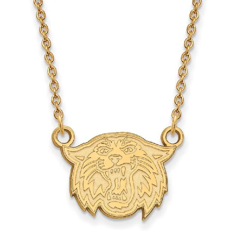 ladies-fashion-rose-gold-necklaces-14k Gold Plated Silver Villanova U Small Wildcat Pendant Necklace