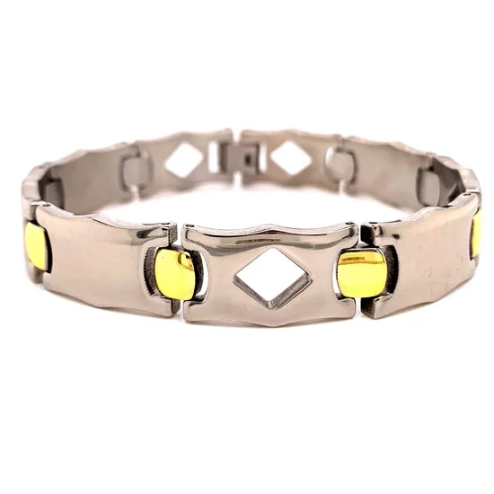 ladies-silver-bangle-bracelets-Gold & Stainless Steel Bracelet / BRG0015