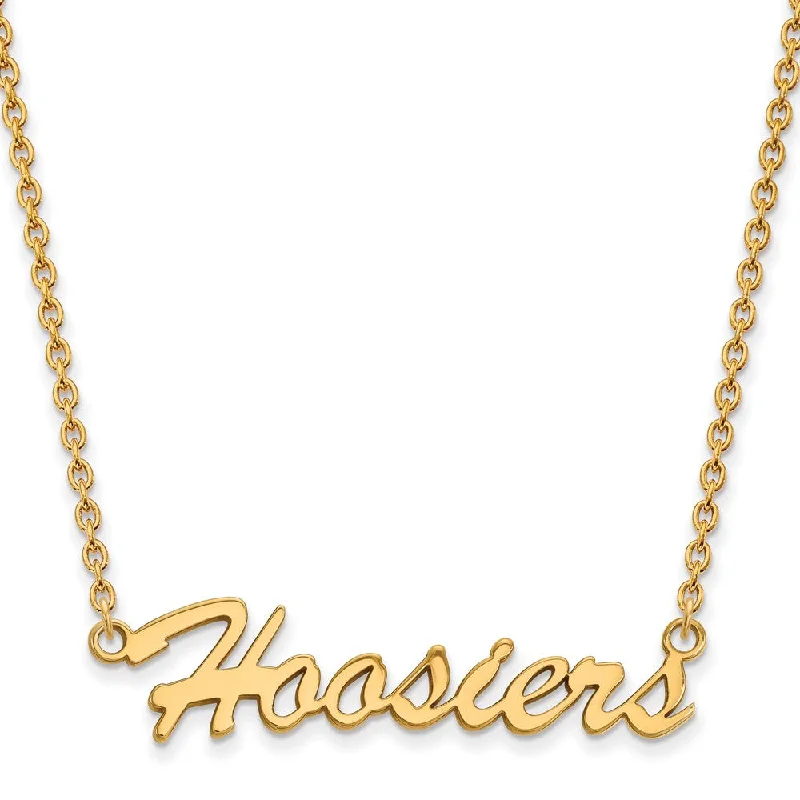 ladies-custom-silver-necklaces-14k Gold Plated Silver Indiana U Medium Pendant Necklace