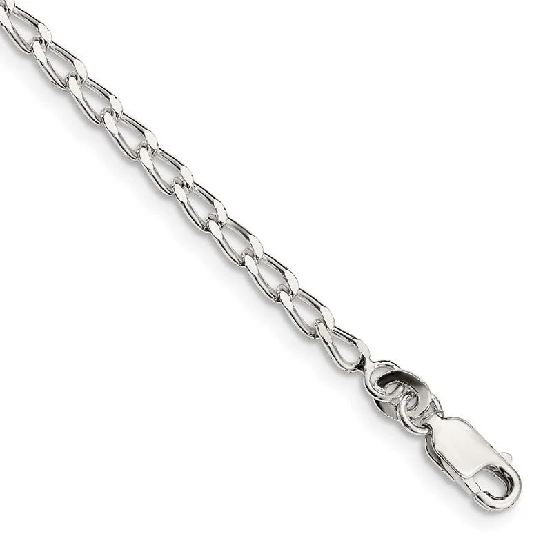 ladies-infinity-rose-gold-bracelets-Sterling Silver 2.8mm Open Elongated Link Chain Bracelet