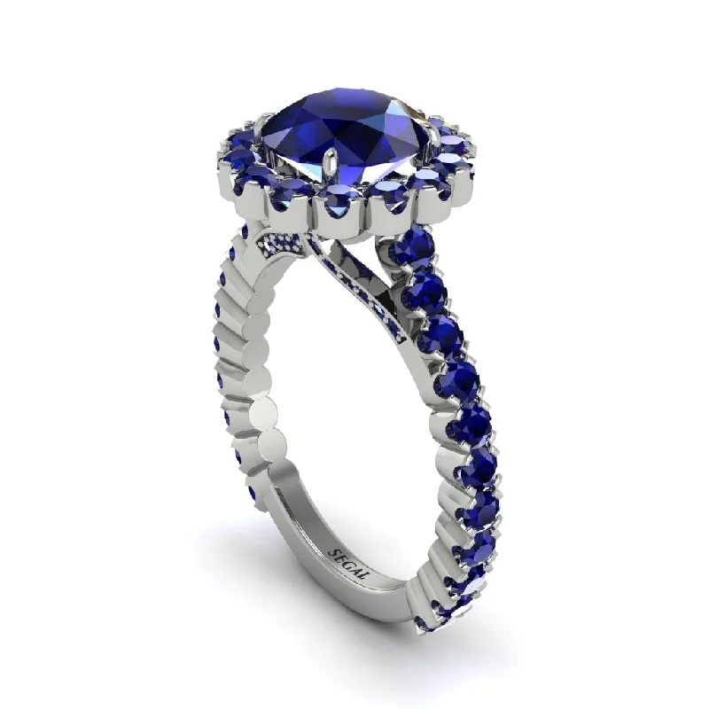 Ladies engagement rings for fearless love -Round Cut Sapphire Timeless Splendor Engagement Ring - Jazlyn No. 75