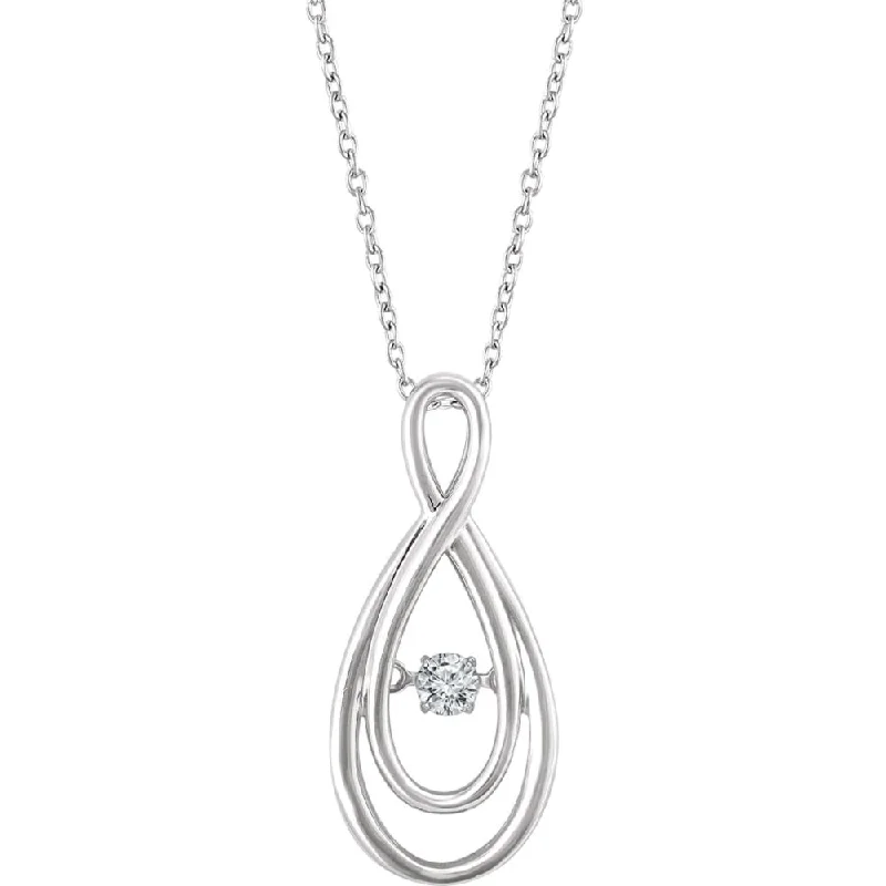 ladies-flower-choker-necklaces-Sterling Silver 1/10 CT (I2, H-I) Diamond Infinity Necklace, 18 Inch