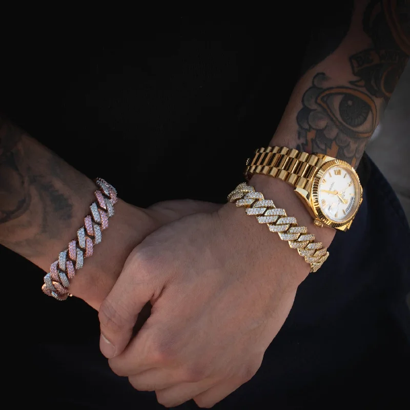 ladies-bridal-gold-bracelets-Diamond Straight Edge Cuban Link Bracelet (12mm) in Yellow/White Gold/Two-Tone