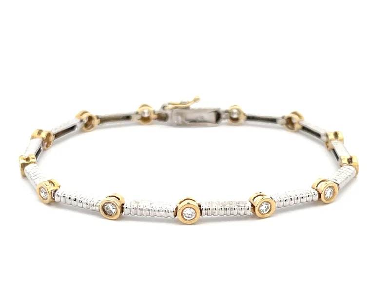 ladies-delicate-diamond-bracelets-Two Toned Diamond Bracelet in 14k Gold