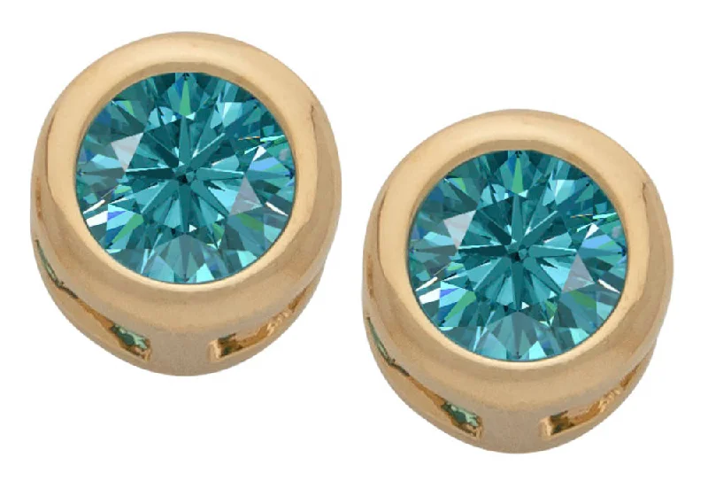 Ladies earrings chic drops -Cubic Zirconia Button Birthstone Stud Earrings