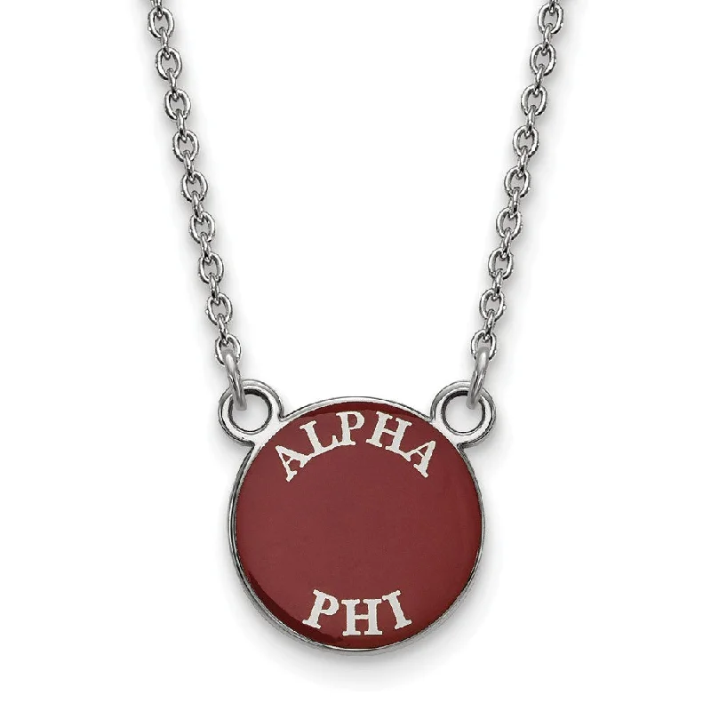 ladies-fashion-rose-gold-necklaces-Sterling Silver Alpha Phi Small Enamel Disc Necklace