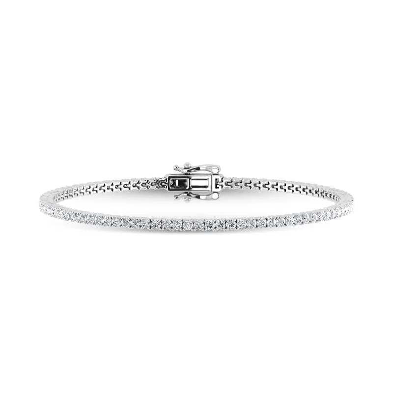 ladies-ethnic-diamond-bracelets-10K White Gold Lab Grown Diamond 2 Ct.Tw. Tennies Bracelet