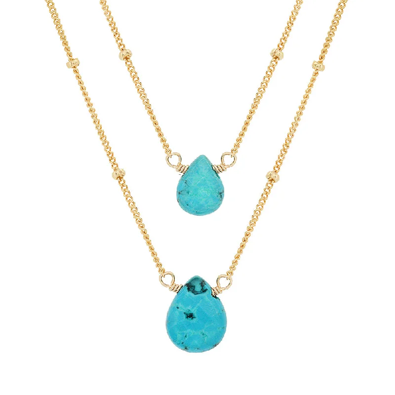 ladies-handmade-beaded-necklaces-Turquoise Teardrop Necklace