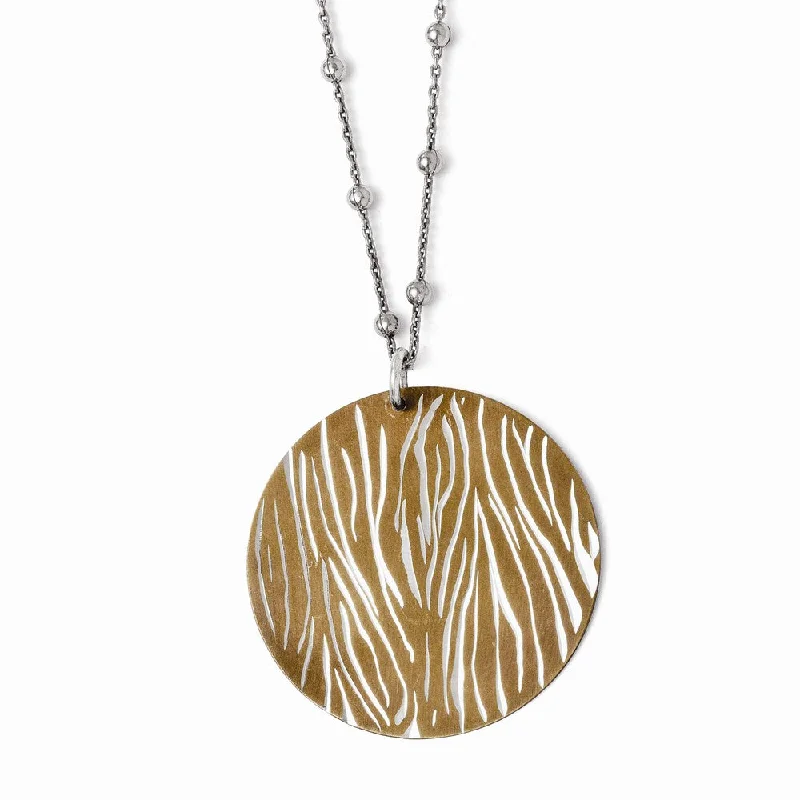 ladies-delicate-silver-necklaces-40mm Cognac Animal Print Disc Necklace in Sterling Silver, 17-19 in