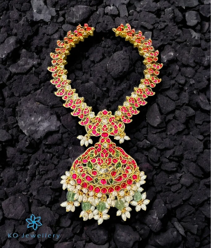 Ladies earrings unique studs -The Chinmaya Silver Kundan-Jadau Necklace & Earrings