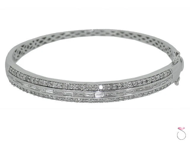 ladies-minimalist-diamond-bracelets-14k White Gold Diamond bangle Bracelet, 2.48 ctw.