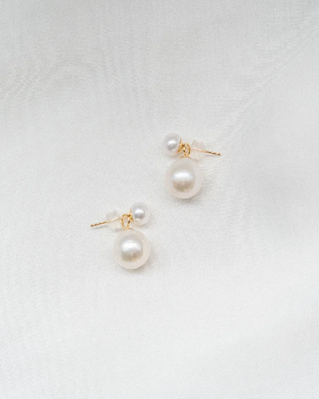 Ladies earrings for meetups -Pim Petite Pearl Earrings | Solid Gold