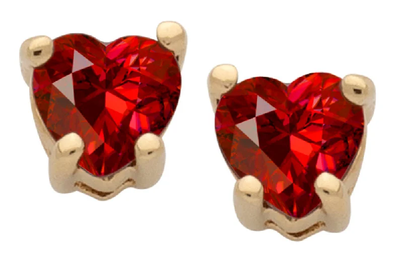 Ladies earrings for healers -Cubic Zirconia Heart Birthstone Stud Earrings