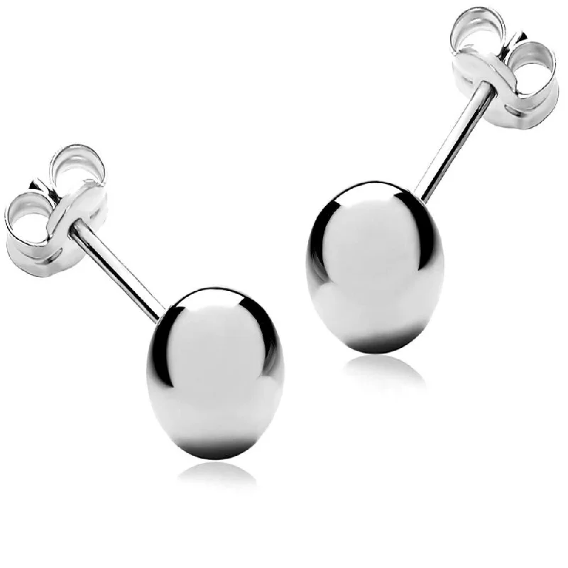 Ladies earrings with orbit charms -6mm Stud Earrings, Rhodium