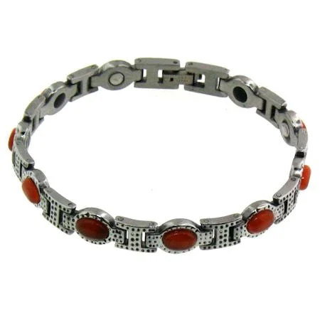 ladies-star-tassel-bracelets-Stainless Steel Magnetic Bracelet with Germanium & Rust Stone / MBL0033