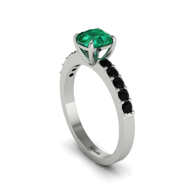 Ladies engagement rings for iconic proposals -Cushion-Cut Emerald Classic Elegance Engagement Ring - Demi No. 36